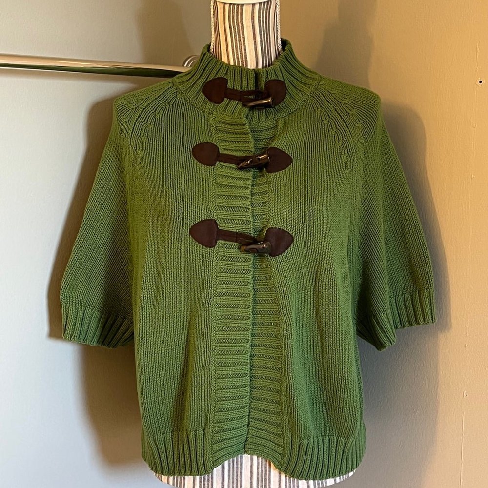 Old Navy Womens Sweater Green Short Sleeve Toggle Button Up Cardigan Size M